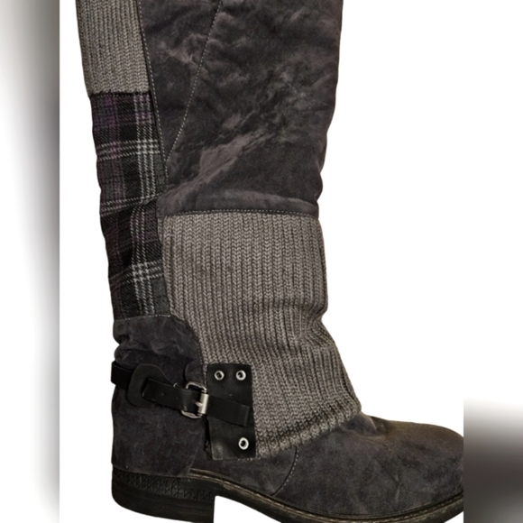 Muk Luks Shoes - Muk Luks Womens Zuri Purple/Grey Plaid Round Toe Mid-Calf Boots Shoes size 9 EUC